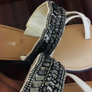 White beaded sandals